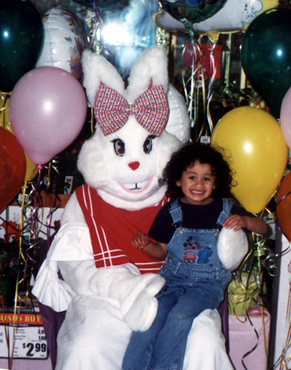 Mari finds the Easter Bunny at Albertsons!