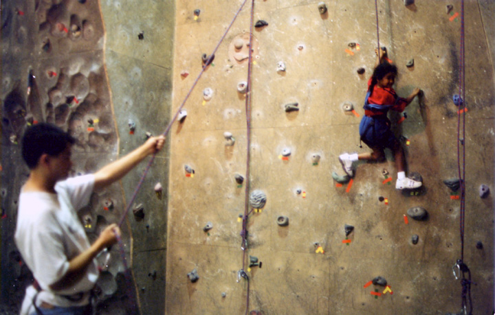 Mari goes rock climbing with dad!