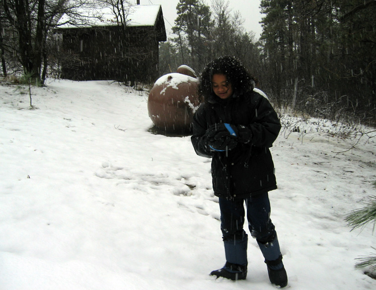 Mari makes a snowball!