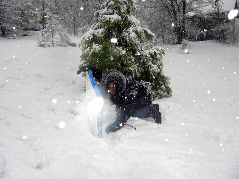Mari builds a snow fort!