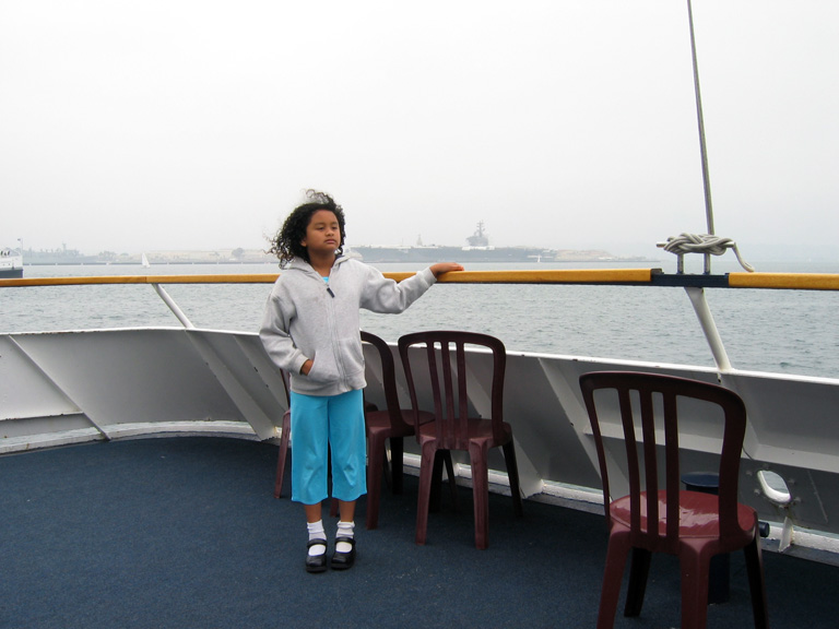 Mari checks out the sites on the San Diego Harbor Cruise!