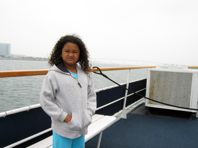 Mari checks out the sites on the San Diego Harbor Cruise!
