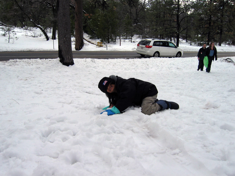 Mari packs a snowball!