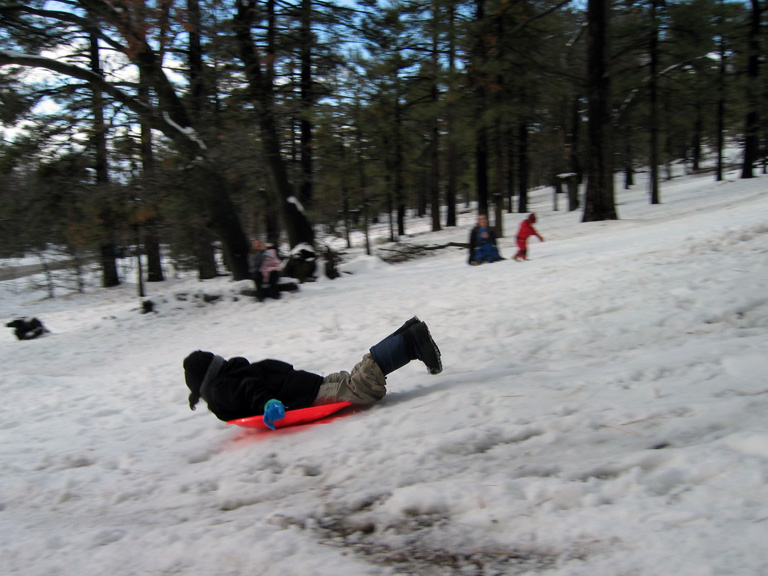 Mari is pretty good at sledding!