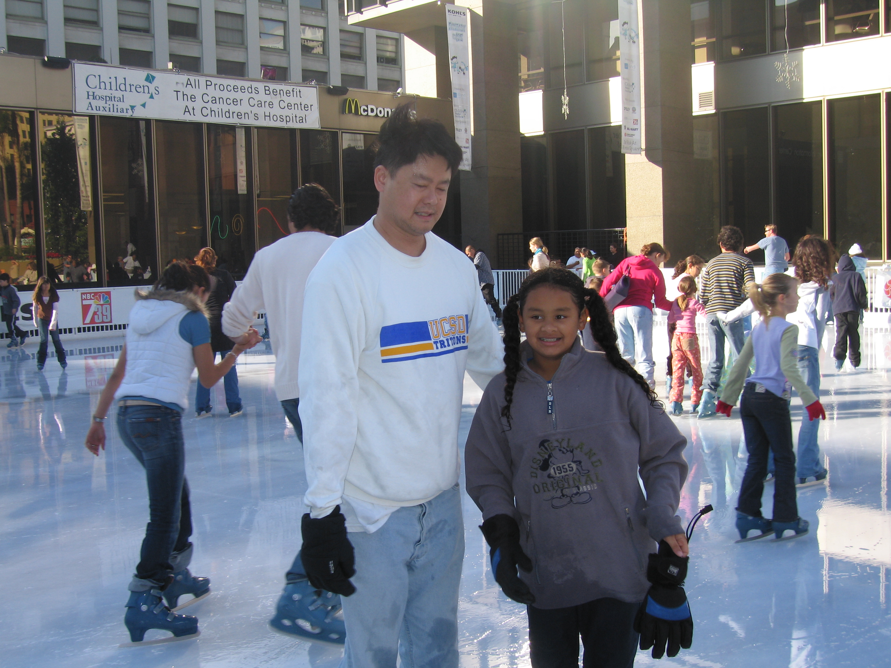 Mari goes ice skating for the first time at Horton Plaza!