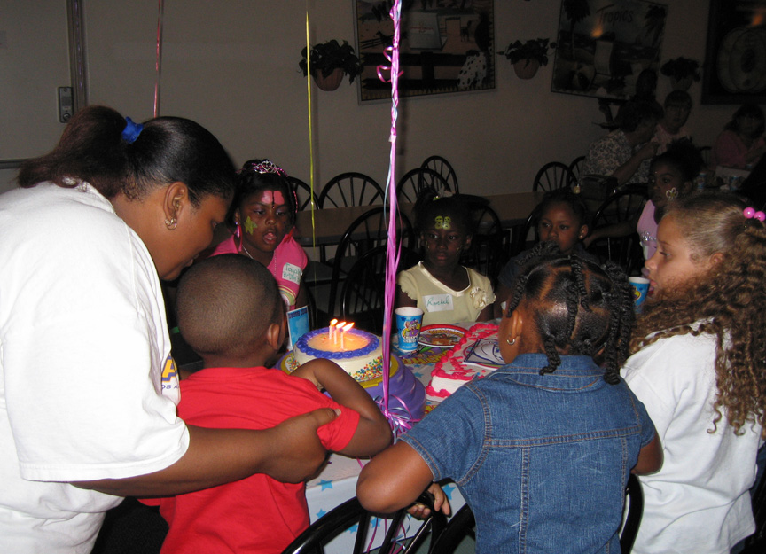 Tajah blows out her candles!